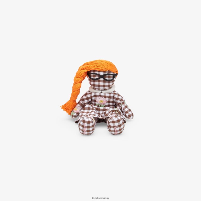 broșă din bumbac crem și vichy multicolor Fendi copii accesorii 86084L2932