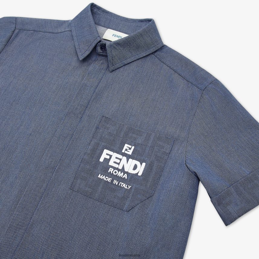 cămașă de juniori chambray albastru Fendi copii îmbrăcăminte 86084L2957