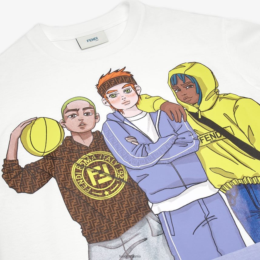 tricou din tricou cu imprimeu multiplu alb Fendi copii îmbrăcăminte 86084L2964