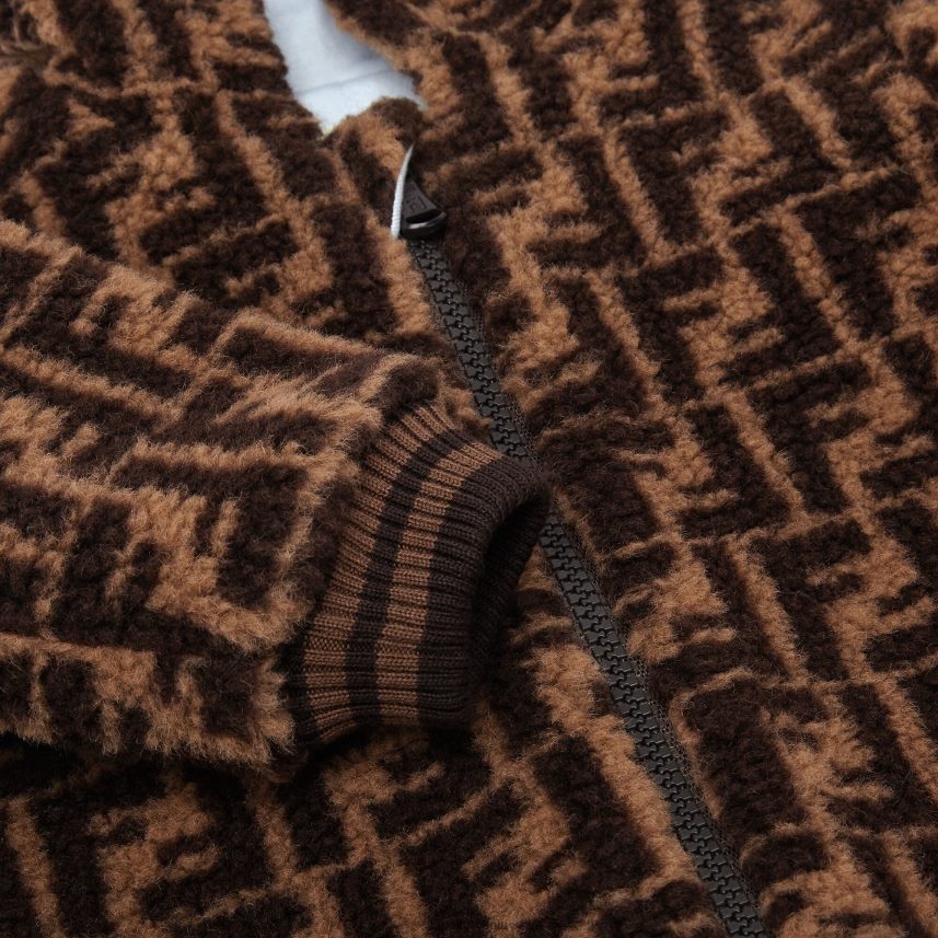 Combi pentru bebeluș maxi ursuleț de pluș din amestec de lână, cu sigla ff peste tot Modă Fendi copii îmbrăcăminte 86084L2785