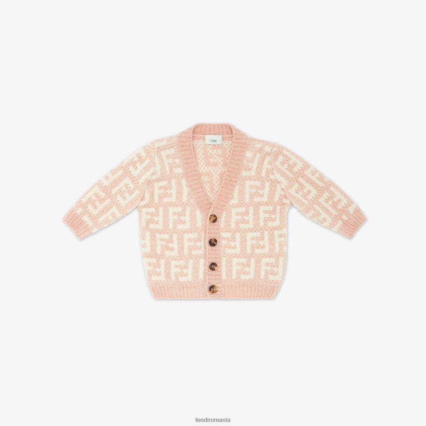 cardigan crem chenilia roz Fendi copii îmbrăcăminte 86084L2815