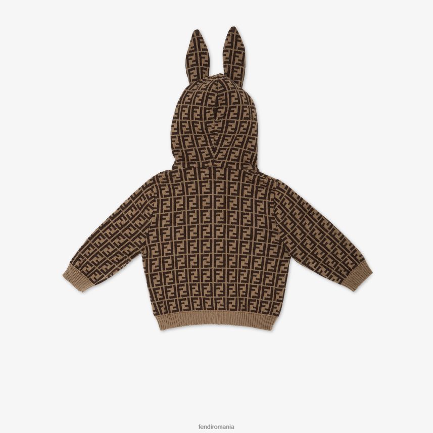 cardigan pentru bebeluși din bumbac și cașmir cu urechi și sigla tobaccoff Modă Fendi copii îmbrăcăminte 86084L2780