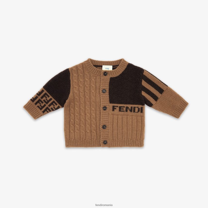 cardigan pentru bebelusi tricotat tutun maro Fendi copii îmbrăcăminte 86084L2758