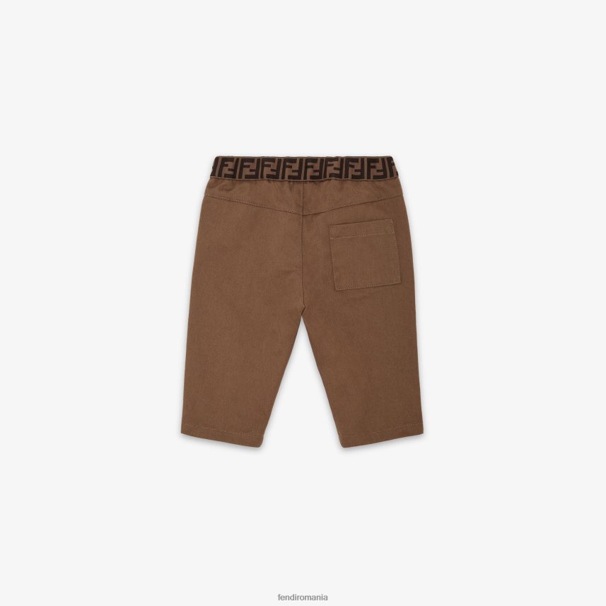 pantaloni bebelusi din gabardina maro Fendi copii îmbrăcăminte 86084L2755