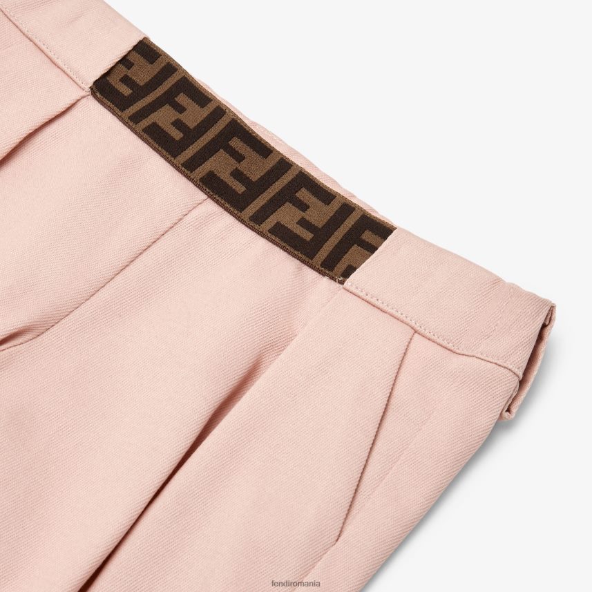 pantaloni din bumbac cu accent logo roz Fendi copii îmbrăcăminte 86084L2824