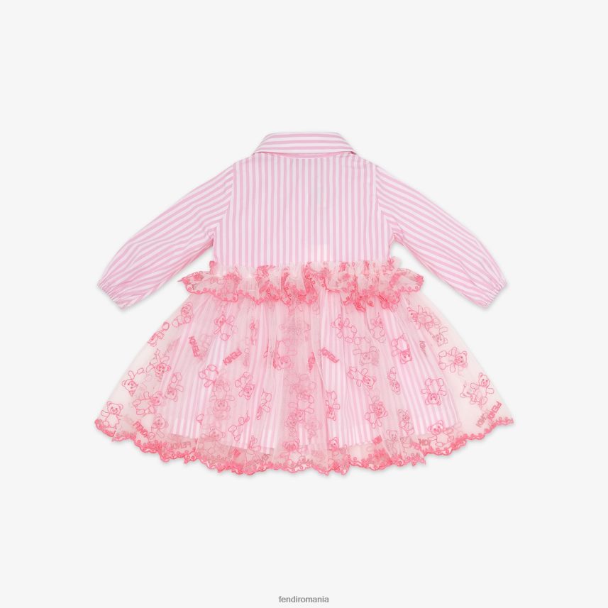 rochie pentru bebelusi din poplin neon si tul roz Fendi copii îmbrăcăminte 86084L2759