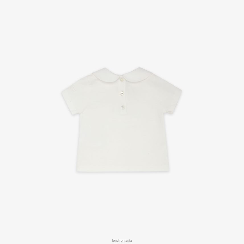 tricou bebelus din jerseu cu broderie alb Fendi copii îmbrăcăminte 86084L2770
