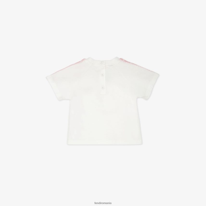 tricou din tricou cu benzi ff alb Fendi copii îmbrăcăminte 86084L2809