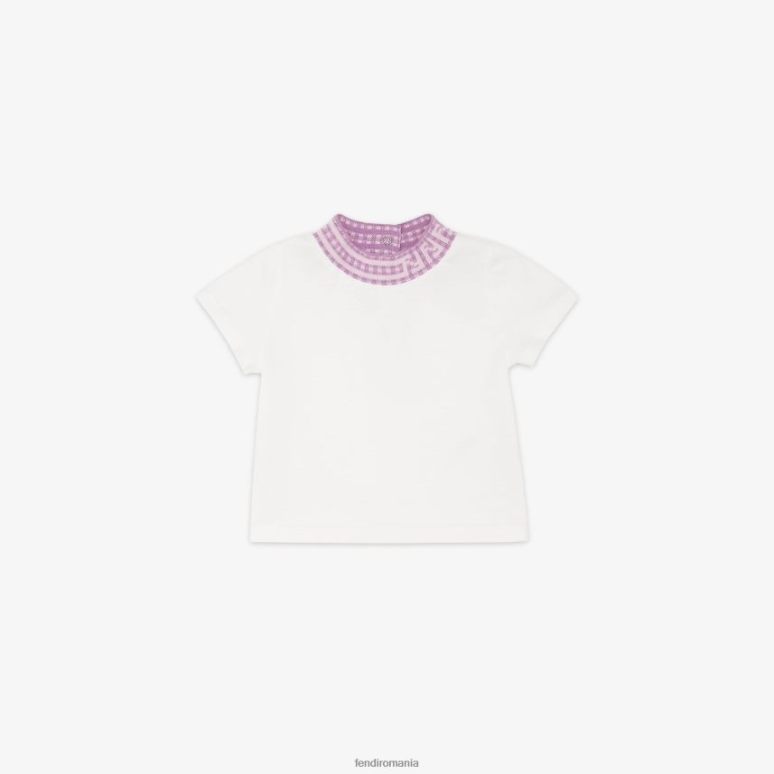 tricou din tricou cu sigla liliac alb Fendi copii îmbrăcăminte 86084L2777