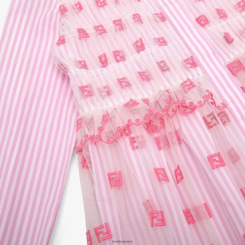 rochie junior din poplin neon și tul roz Fendi copii îmbrăcăminte 86084L2857