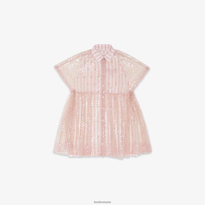 rochie largă din paiete și poplin roz Fendi copii îmbrăcăminte 86084L2890