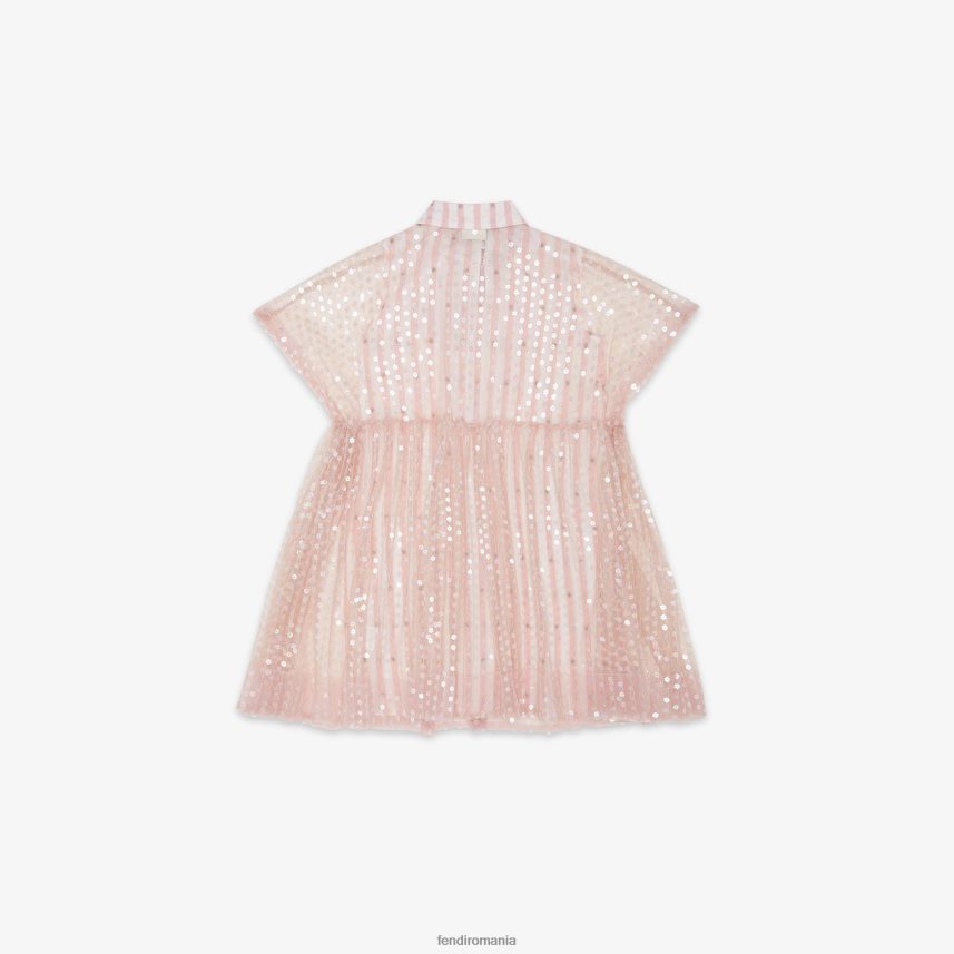 rochie largă din paiete și poplin roz Fendi copii îmbrăcăminte 86084L2890