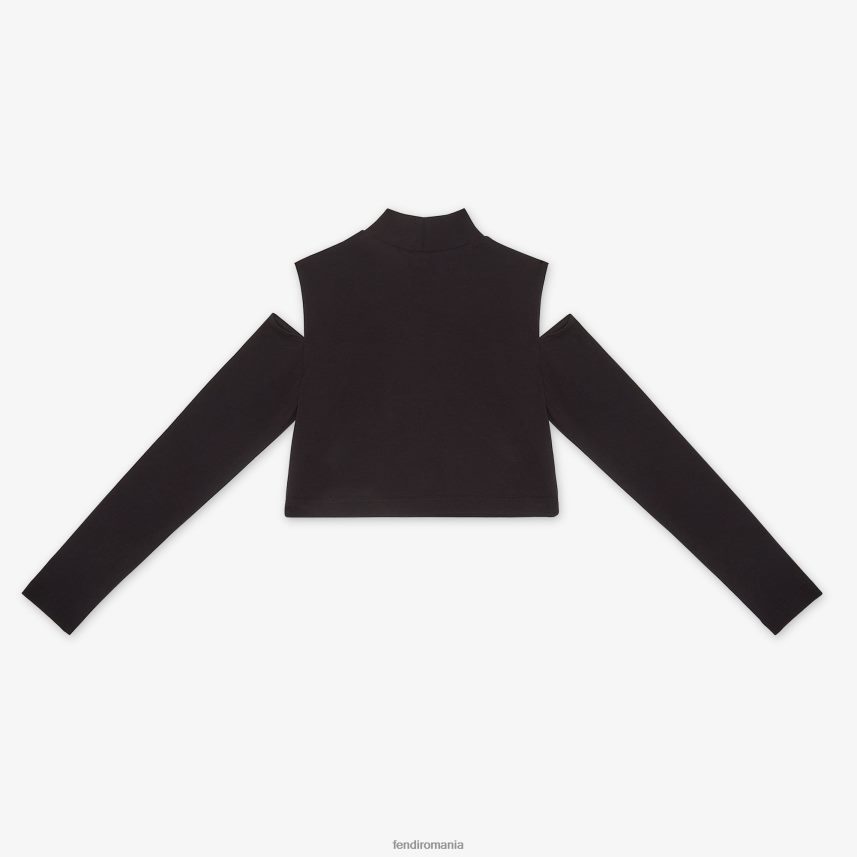 top crop din jerseu cu inscripții negru Fendi copii îmbrăcăminte 86084L2927