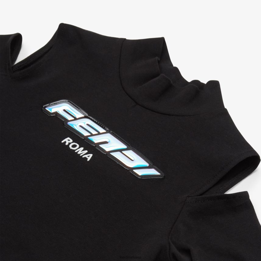 top crop din jerseu cu inscripții negru Fendi copii îmbrăcăminte 86084L2927