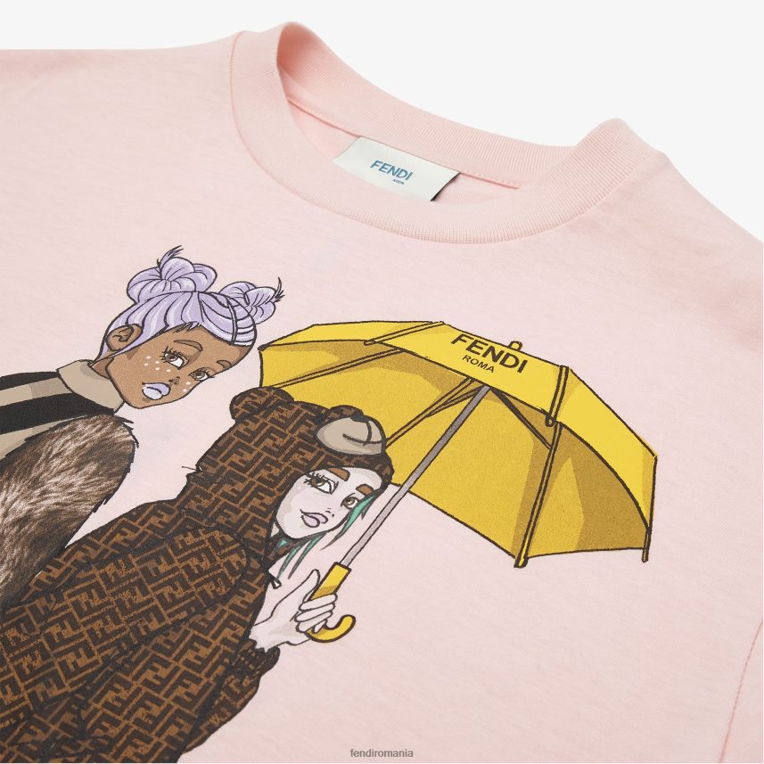 tricou din tricou cu imprimeu roz Fendi copii îmbrăcăminte 86084L2886