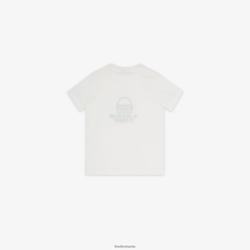 tricou junior din tricou cu broderie alb Fendi copii îmbrăcăminte 86084L2920