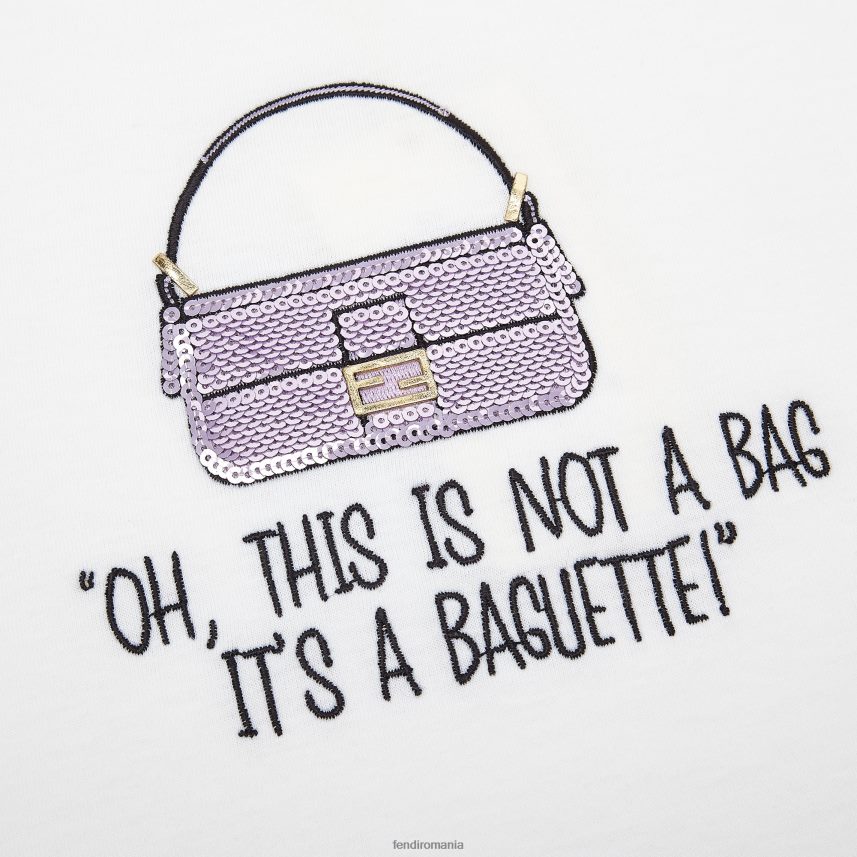 tricou junior din tricou cu broderie alb Fendi copii îmbrăcăminte 86084L2920