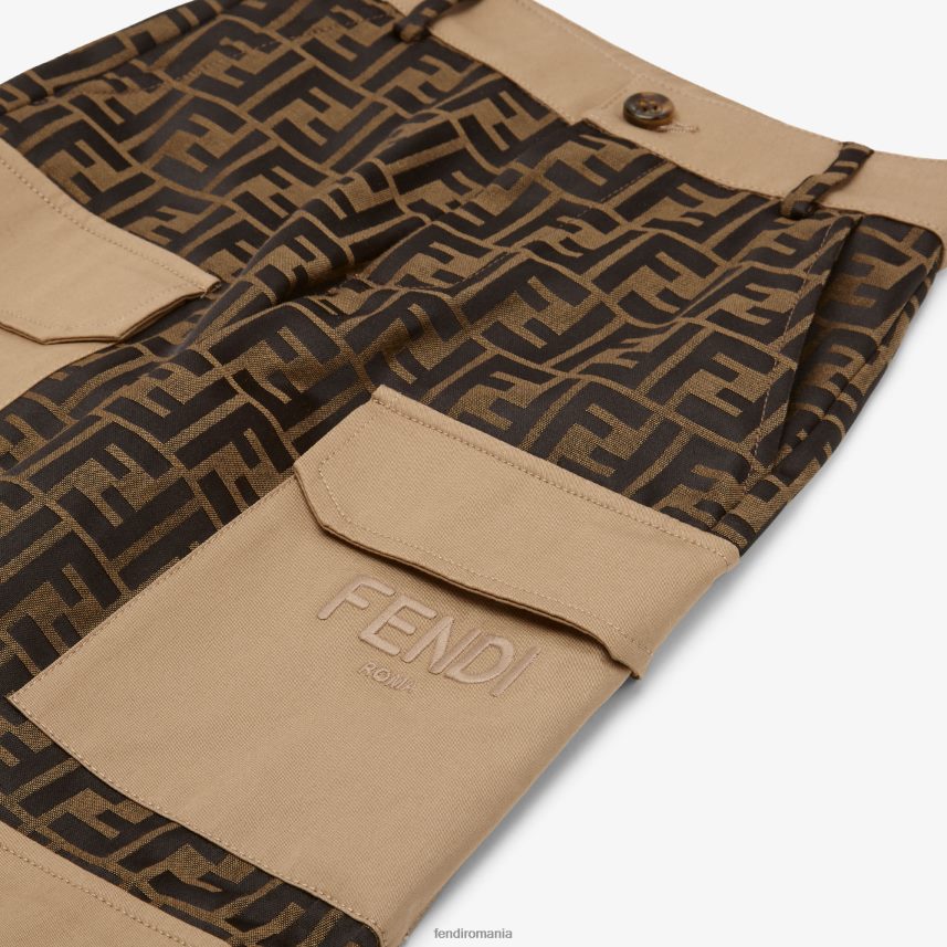ff țesătură jacquard și pantaloni din gabardină bej Fendi copii îmbrăcăminte 86084L2905