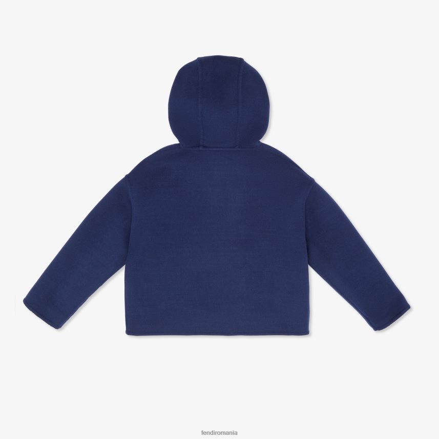 geacă dublu din pânză de lână cu logo albastru Fendi copii îmbrăcăminte 86084L2851