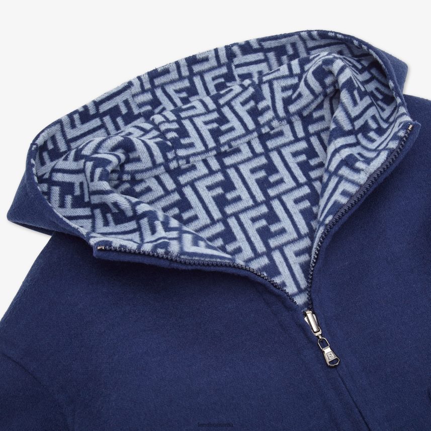 geacă dublu din pânză de lână cu logo albastru Fendi copii îmbrăcăminte 86084L2851