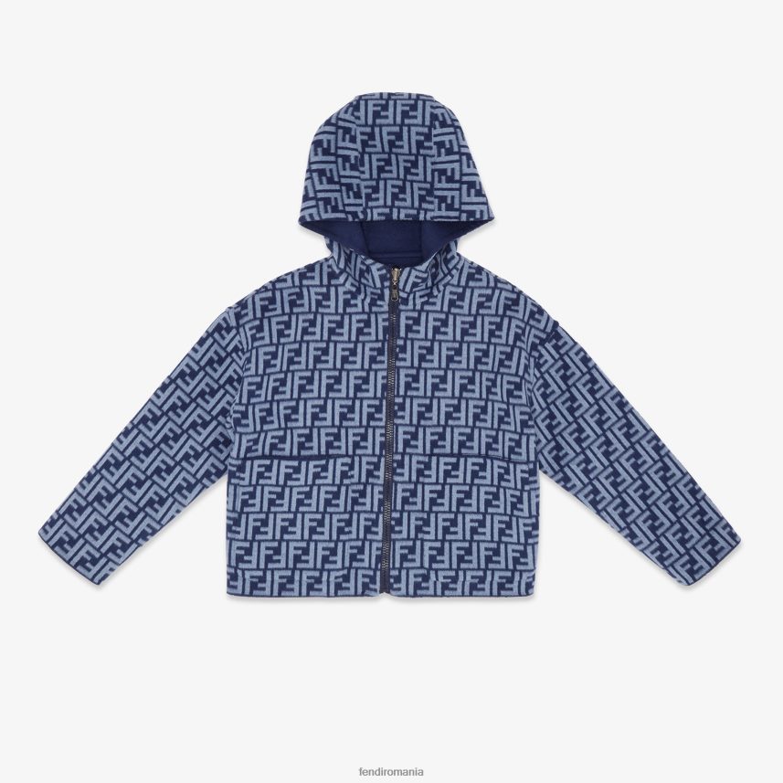 geacă dublu din pânză de lână cu logo albastru Fendi copii îmbrăcăminte 86084L2851