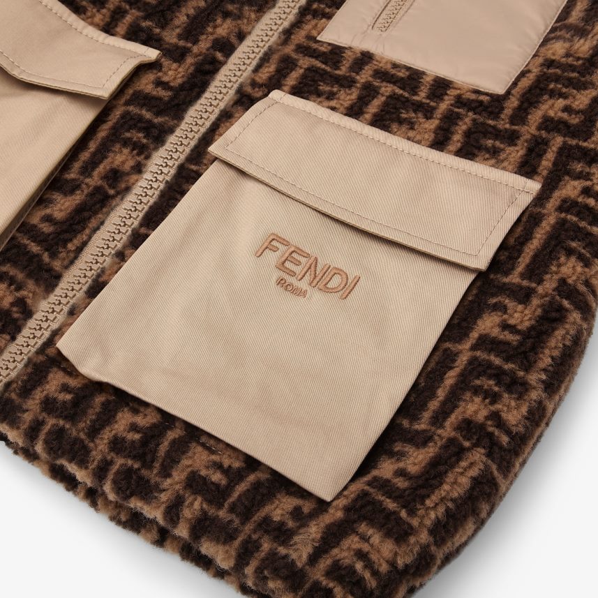 geacă junior ursuleț de pluș din amestec de lână și gabardină cu logo Modă Fendi copii îmbrăcăminte 86084L2959