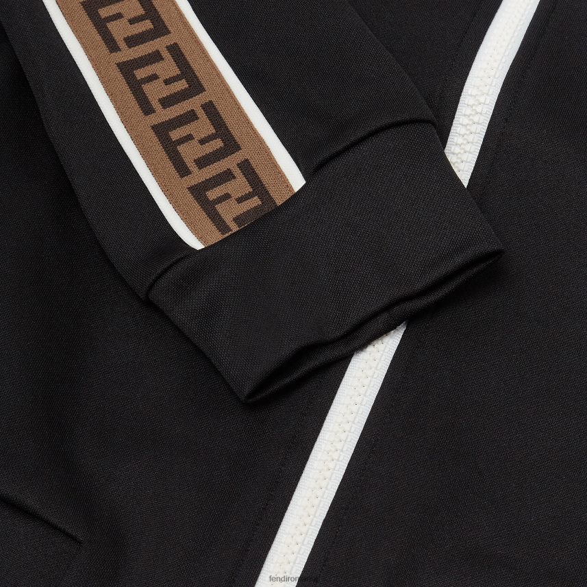 hanorac pentru juniori din material tech negru Fendi copii îmbrăcăminte 86084L2948