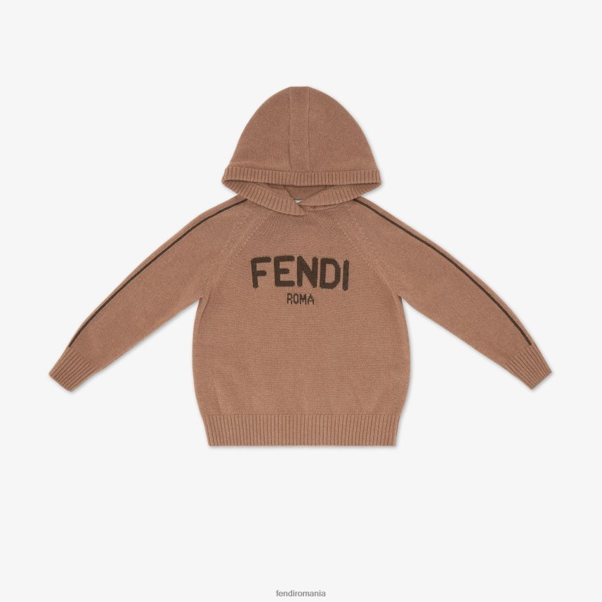pulover junior pur cașmir în caramel Modă Fendi copii îmbrăcăminte 86084L2880
