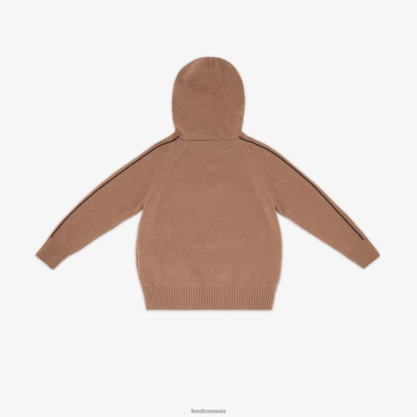 pulover junior pur cașmir în caramel Modă Fendi copii îmbrăcăminte 86084L2880
