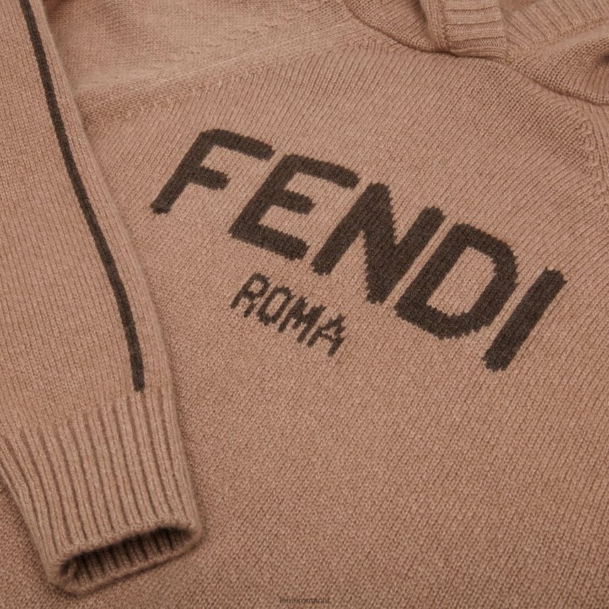 pulover junior pur cașmir în caramel Modă Fendi copii îmbrăcăminte 86084L2880