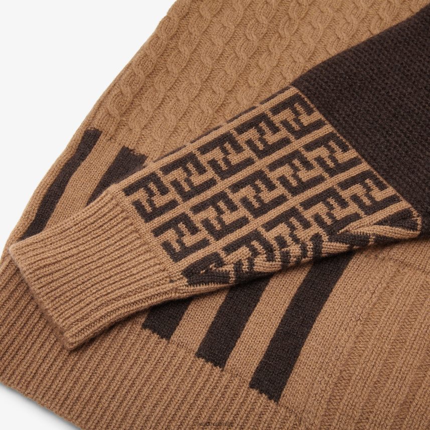 pulover pentru juniori din lână tutun maro Fendi copii îmbrăcăminte 86084L2848