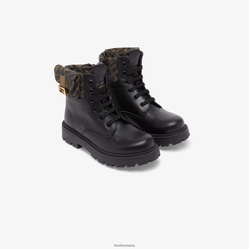 geacă motociclist junior din piele nappa și țesătură cu logo negru Fendi copii încălţăminte 86084L2847