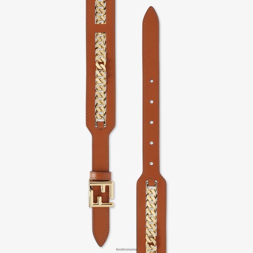 centura din piele cu detaliu lant maro Fendi femei accesorii 86084L94