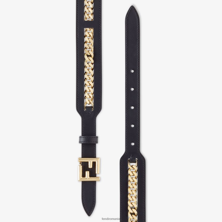 centura din piele cu detaliu lant negru Fendi femei accesorii 86084L104