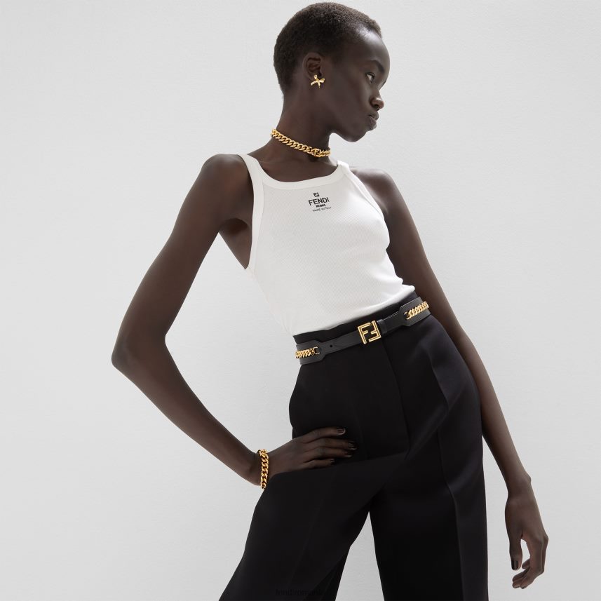 centura din piele cu detaliu lant negru Fendi femei accesorii 86084L104