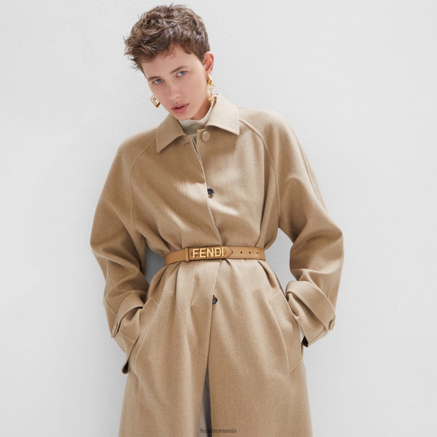 centura din piele gri bej Fendi femei accesorii 86084L44