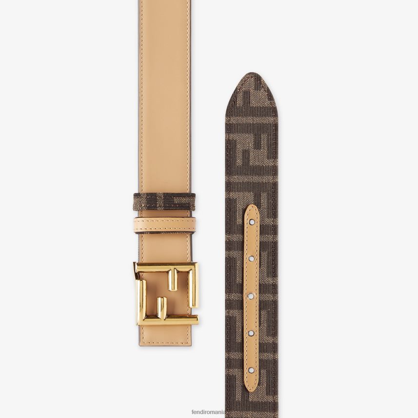 centura reversibila piele si stofa ff bej Fendi femei accesorii 86084L235