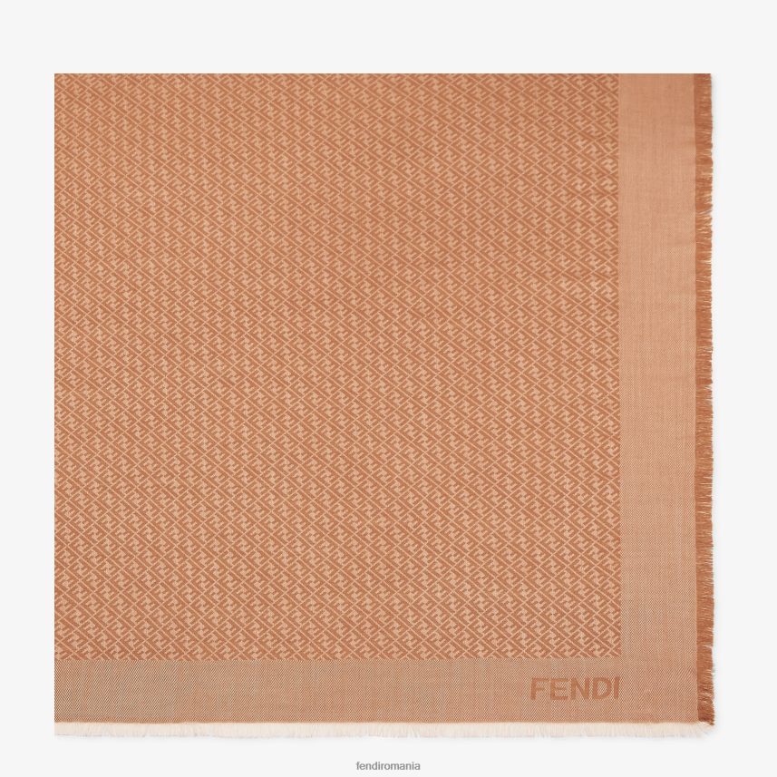 șal de lână și mătase caramel maro Fendi femei accesorii 86084L209