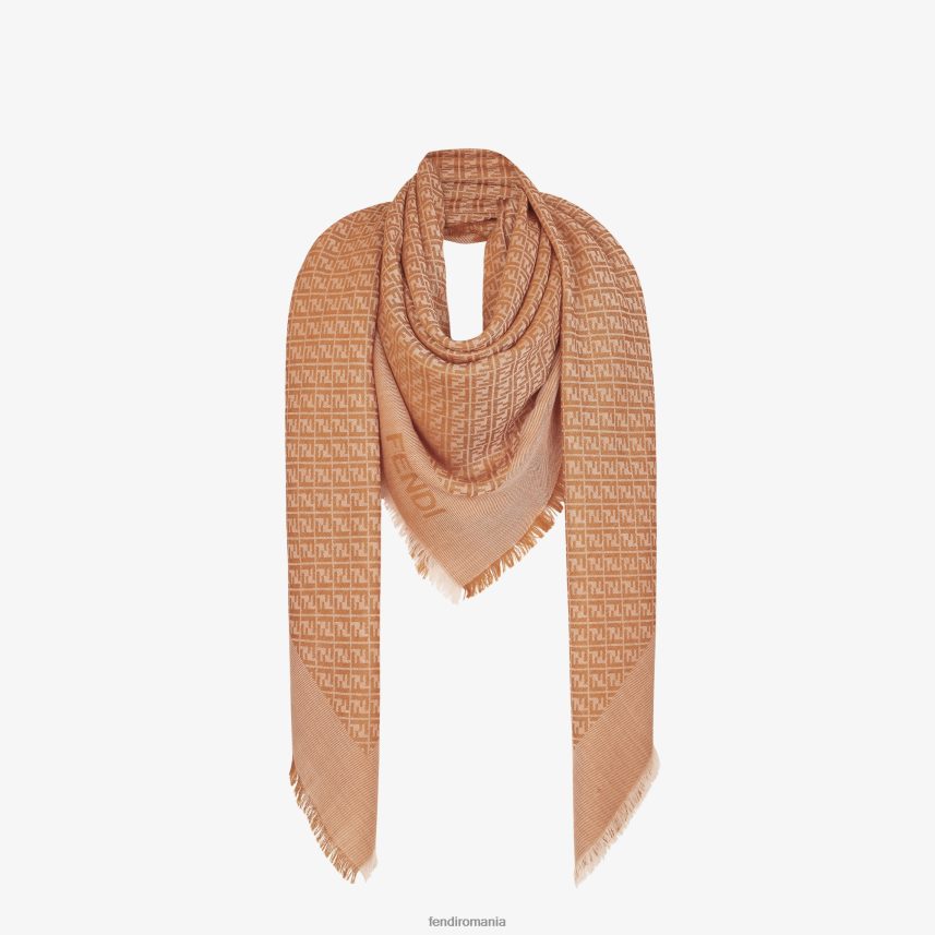 șal de lână și mătase caramel maro Fendi femei accesorii 86084L209
