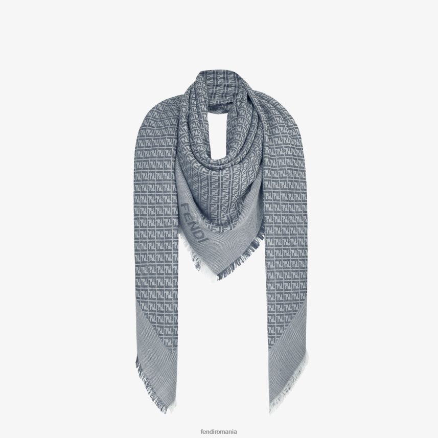 șal de mătase și lână albastru Fendi femei accesorii 86084L216