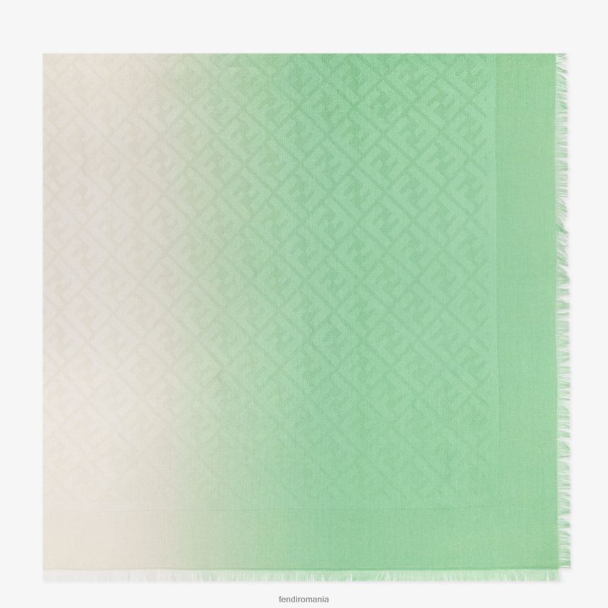 șal de mătase și lână verde Fendi femei accesorii 86084L204