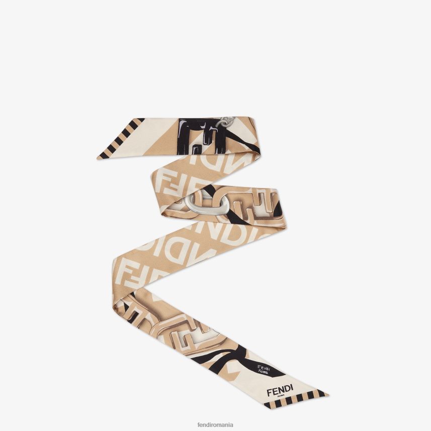 bandeau de mătase organică bej Fendi femei accesorii 86084L249