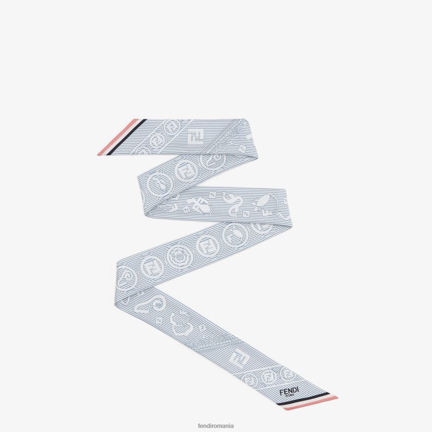 eșarfă cravată de mătase în dungi albastru Fendi femei accesorii 86084L122