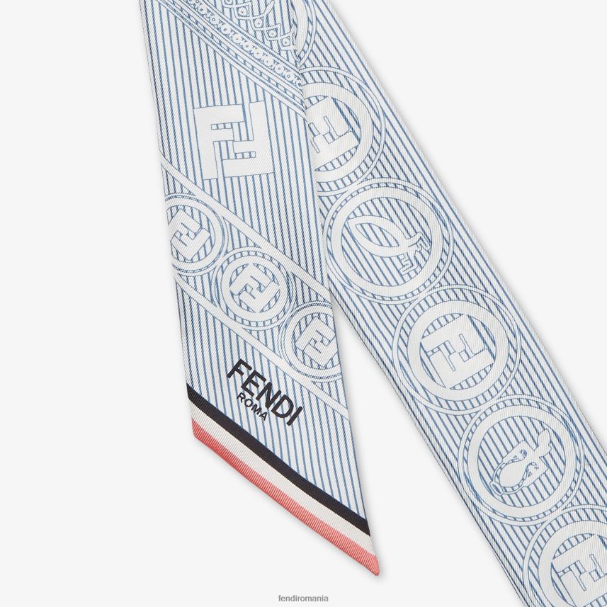 eșarfă cravată de mătase în dungi albastru Fendi femei accesorii 86084L122