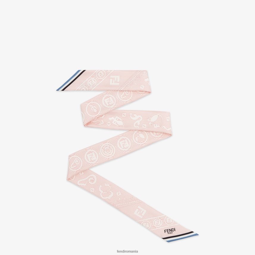 eșarfă cravată de mătase în dungi roz Fendi femei accesorii 86084L107