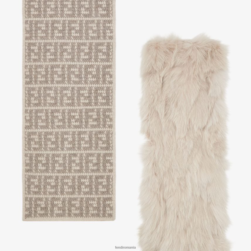 eșarfă de nurcă și lână alb Fendi femei accesorii 86084L77