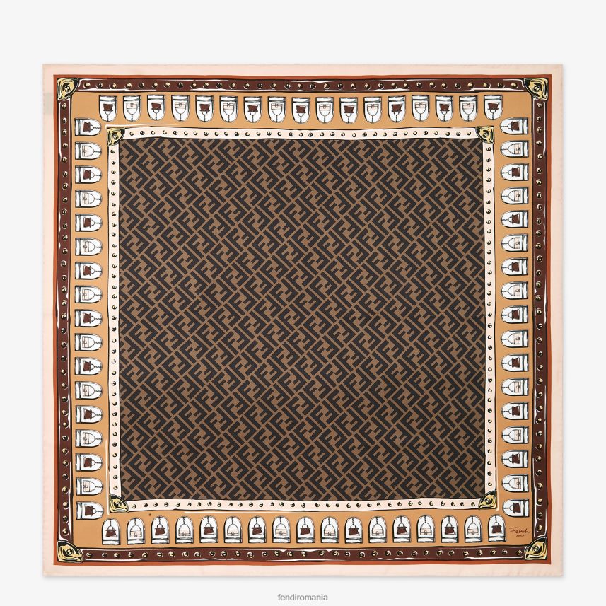 foulard de mătase maro Fendi femei accesorii 86084L4
