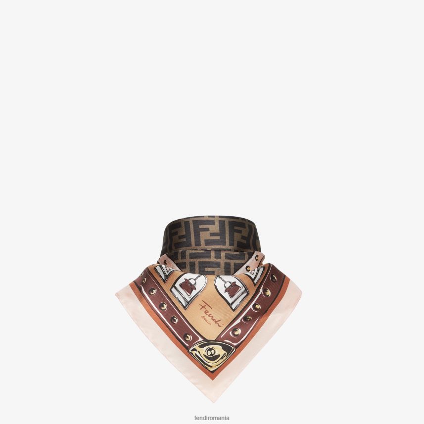 foulard de mătase maro Fendi femei accesorii 86084L4