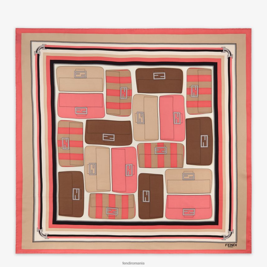 foulard de mătase roz Fendi femei accesorii 86084L248
