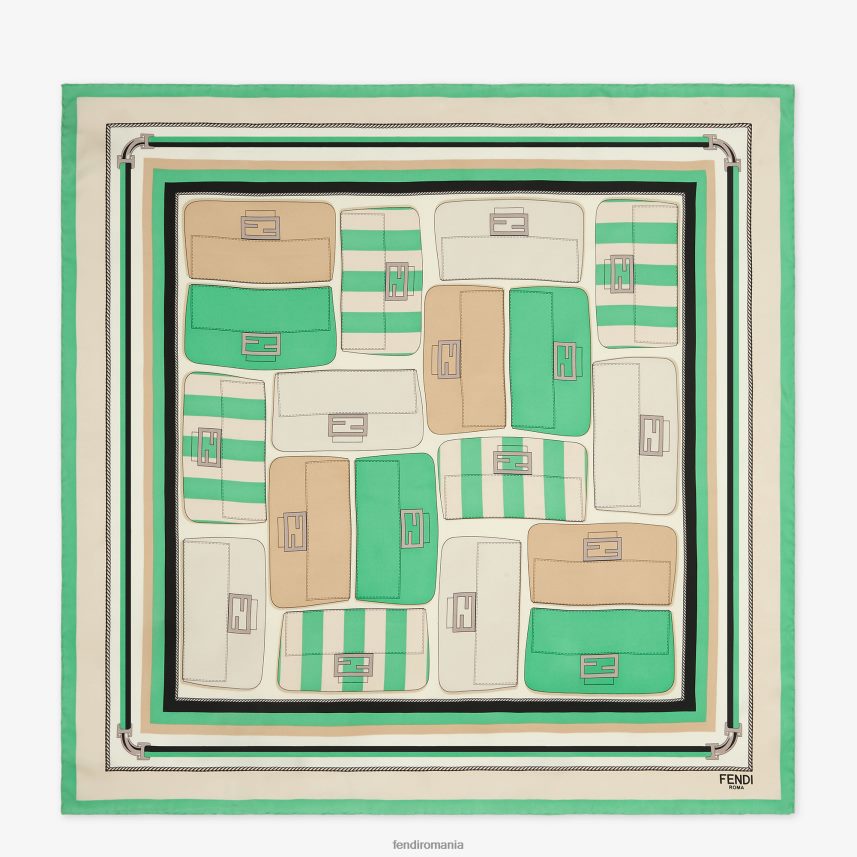 foulard de mătase verde Fendi femei accesorii 86084L237